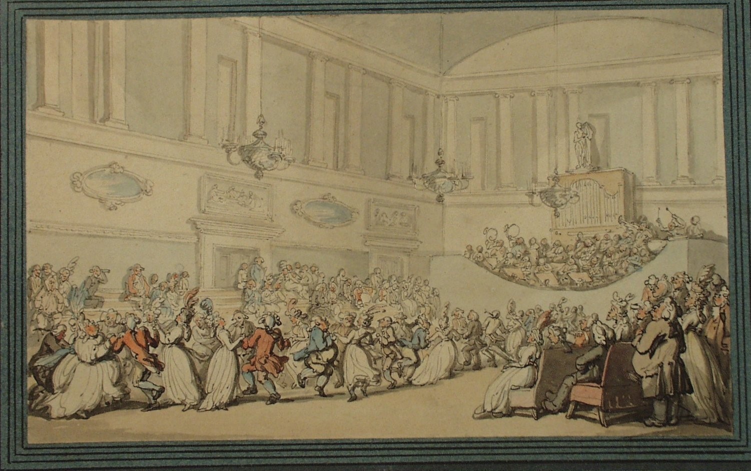 Ball at Upper assembly Rooms. Thomas Rowlandson.  Watercolour.  c1790